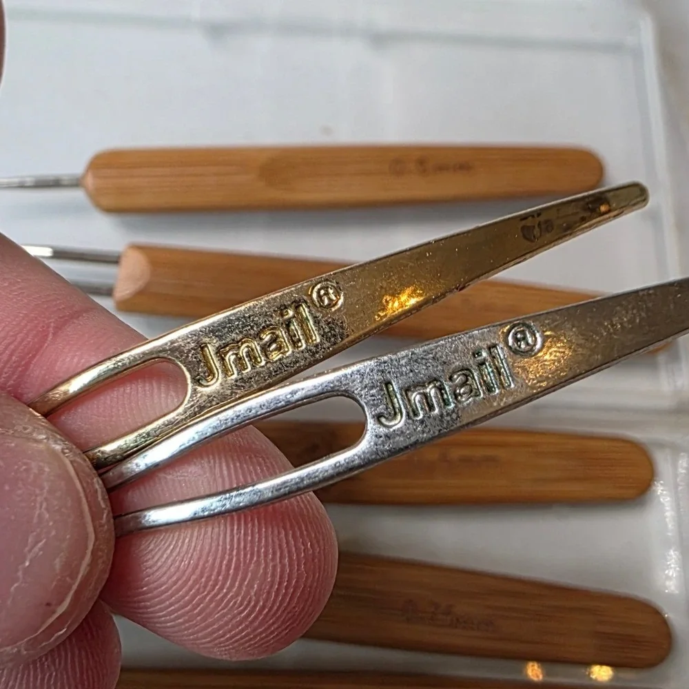 Jmail 8pc Dreadlock Crochet Needle Set 0.5mm 0.75mm Bamboo Handle‎ Tools Case W1